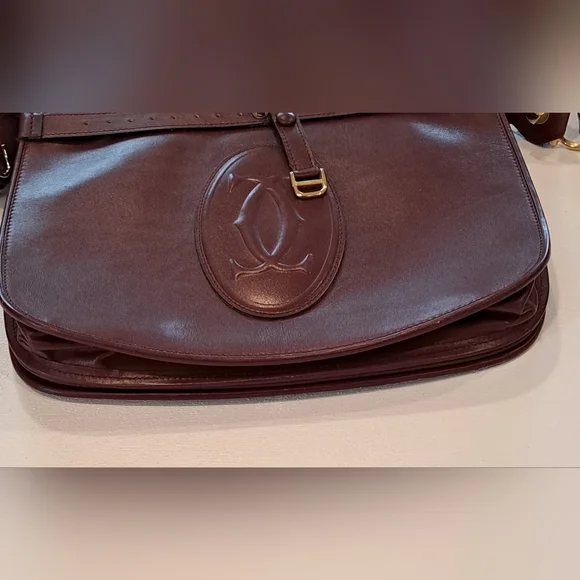 Vintage 1975 Classic Cartier Brown Leather Shoulder Bag - Picture 4 of 16